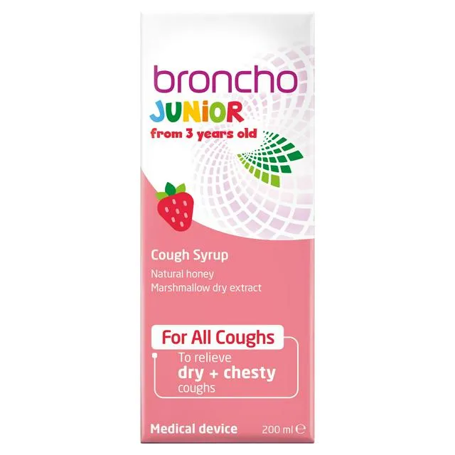 Broncho Stop Junior From 3 Year Cough Syrup For All Coughs Dry + Chesty Coughs 200ml